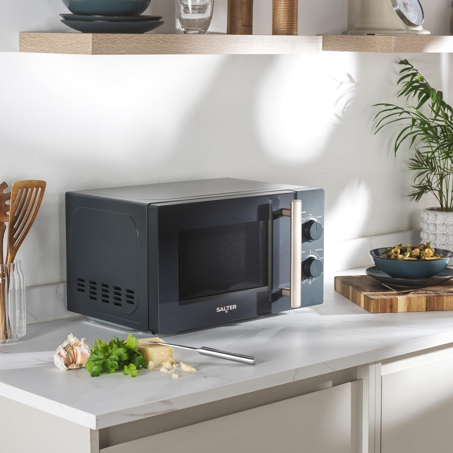 Salter Marino 20L Solo Microwave 950W Compact 5 Power Levels Blue/Grey