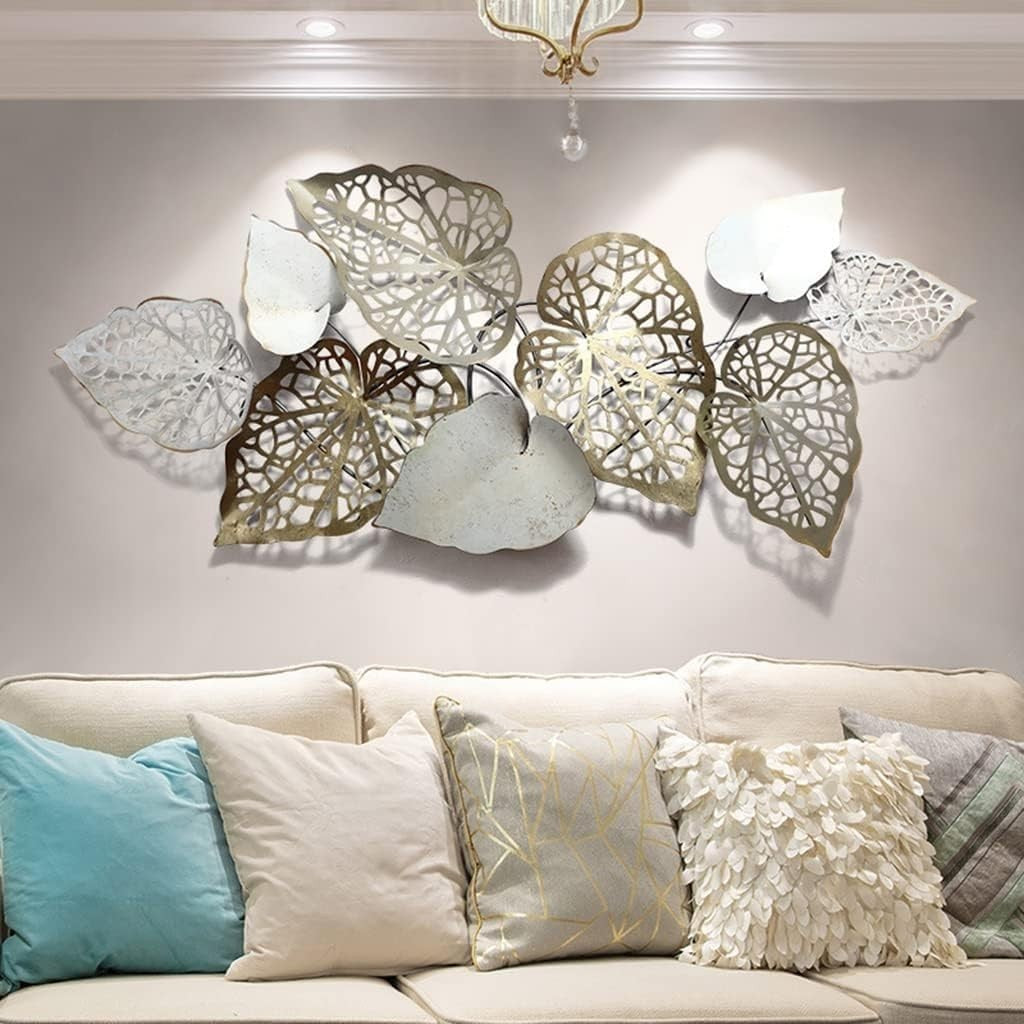 Large Metal Leaves Wall Art Sculpture 143cm Luxury Modern Living Room Decor