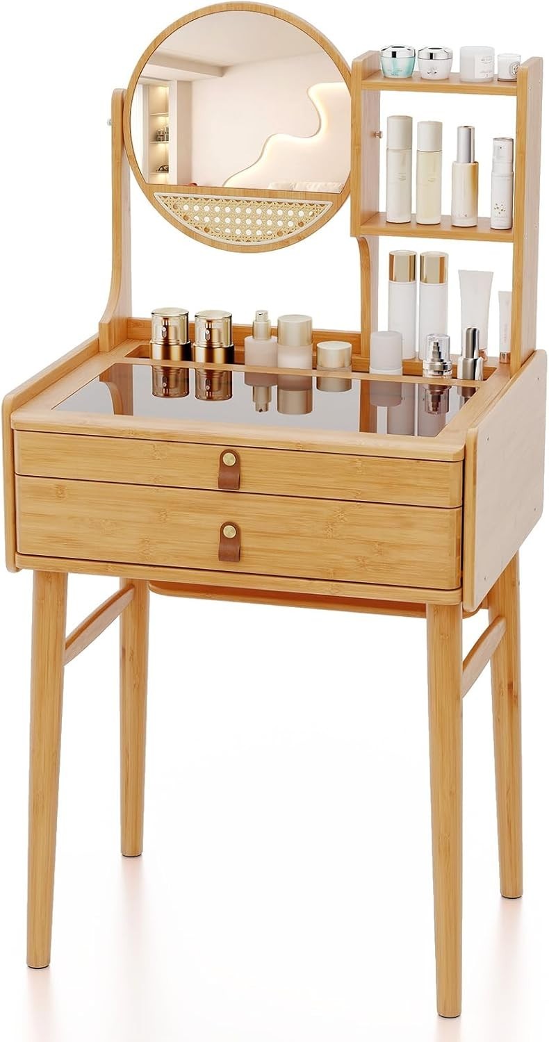 Vanity Dressing Table Desk w/ LED Mirror Storage Drawers & Stool