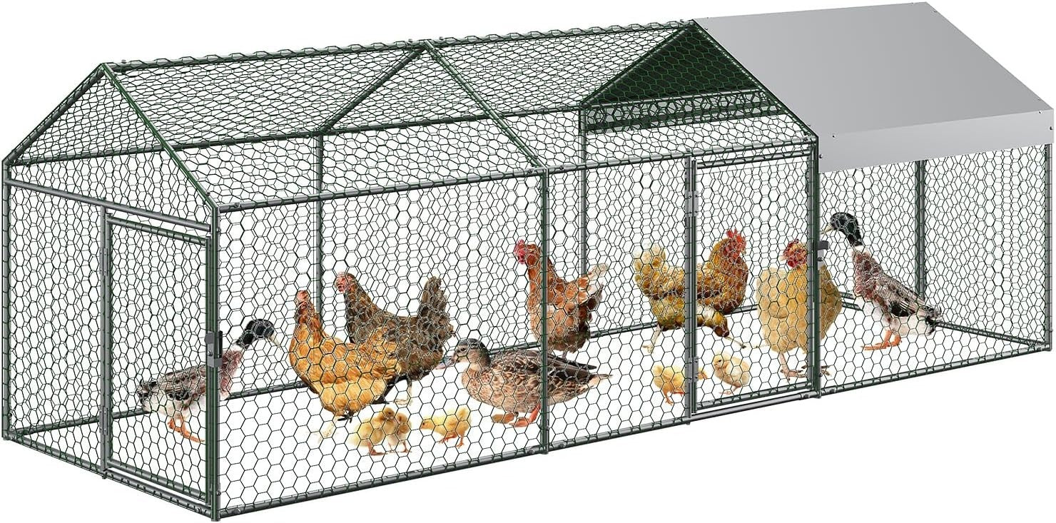 3m Walk In Chicken Run Galvanised Steel Poultry Pen Cover