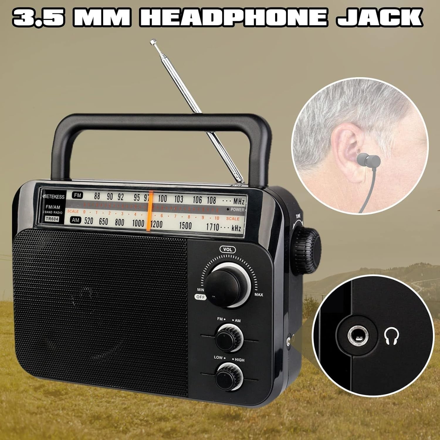 Portable AM FM Radio Battery & Mains Large Speaker Easy Use