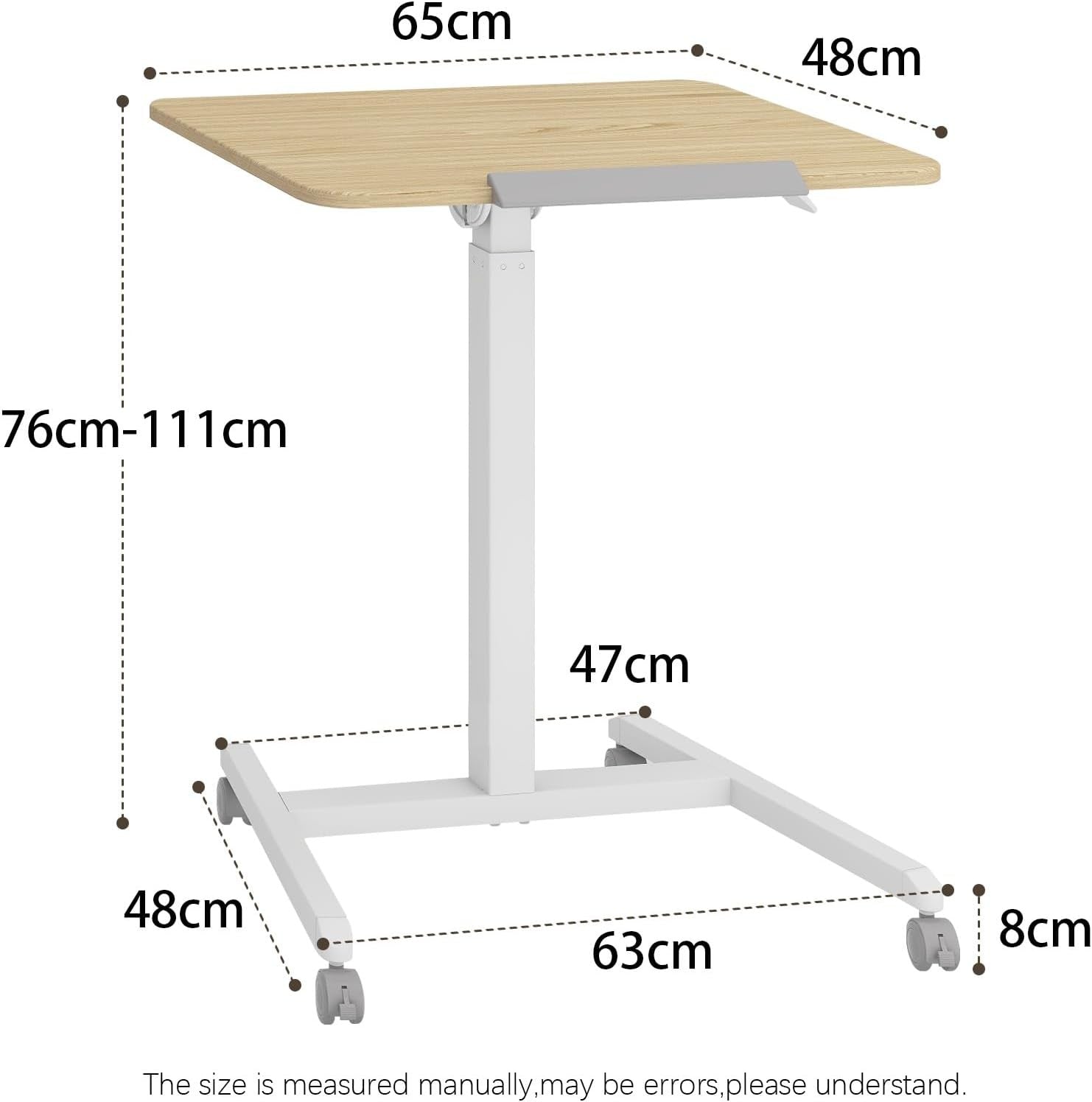 Mobile Standing Desk Adjustable Height Laptop Table with Wheels Overbed Workstat