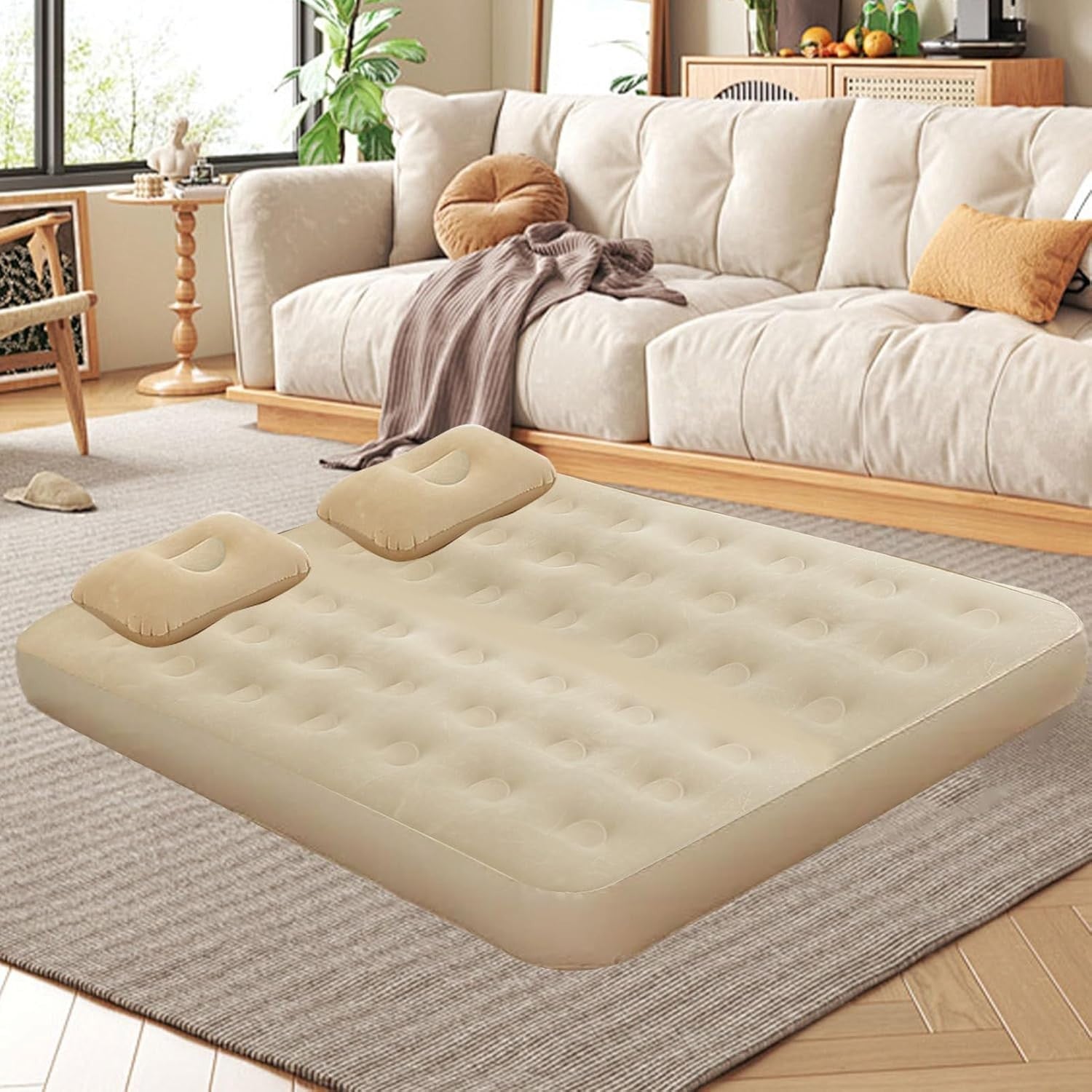 Twin Air Mattress with Built-in Pump | Inflatable Floor Bed for Living Room