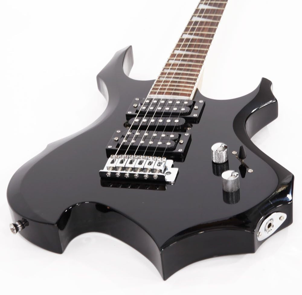 Electric Guitar Beginner Set HSH Pickups Tremolo Flame Style Black