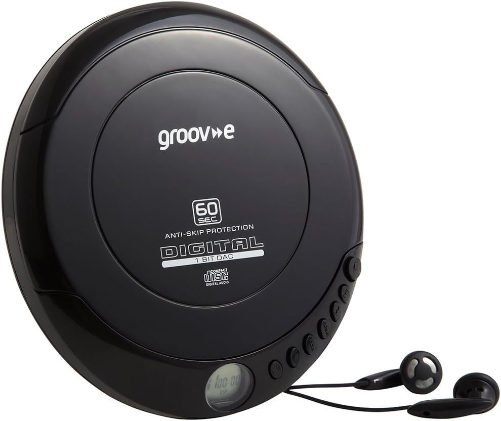 Retro Portable CD Player Anti Skip Programmable Earphones Included Black
