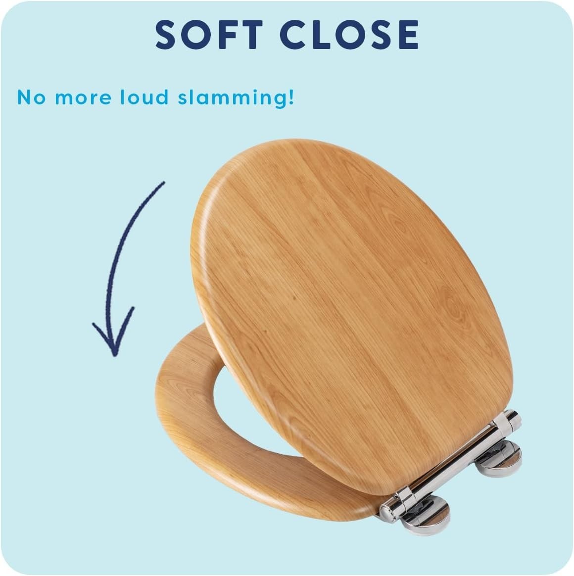 Light Oak Wooden Toilet Seat Soft Close Quick Release Antibacterial Durable
