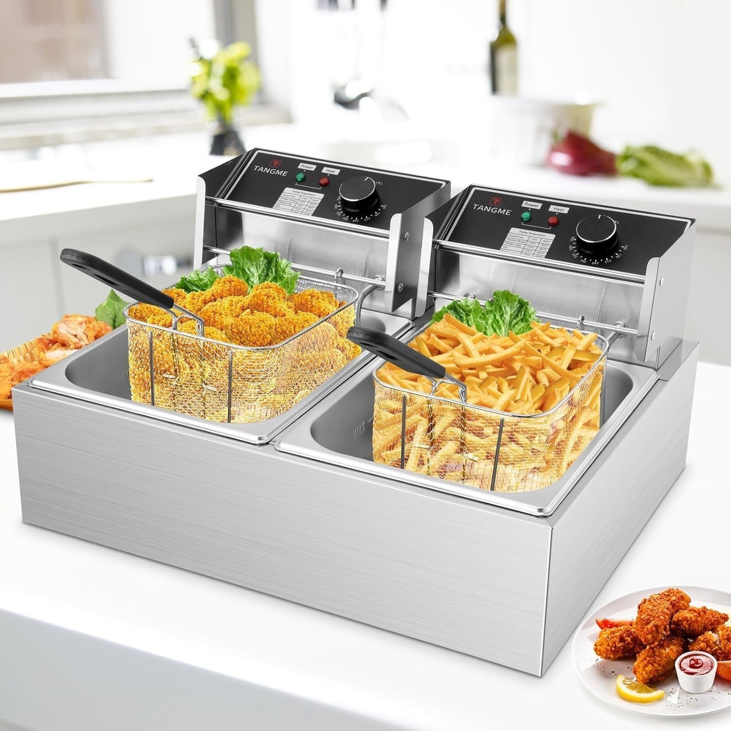 Commercial Dual Tank Deep Fat Fryer 5000W 2x6L Stainless Steel