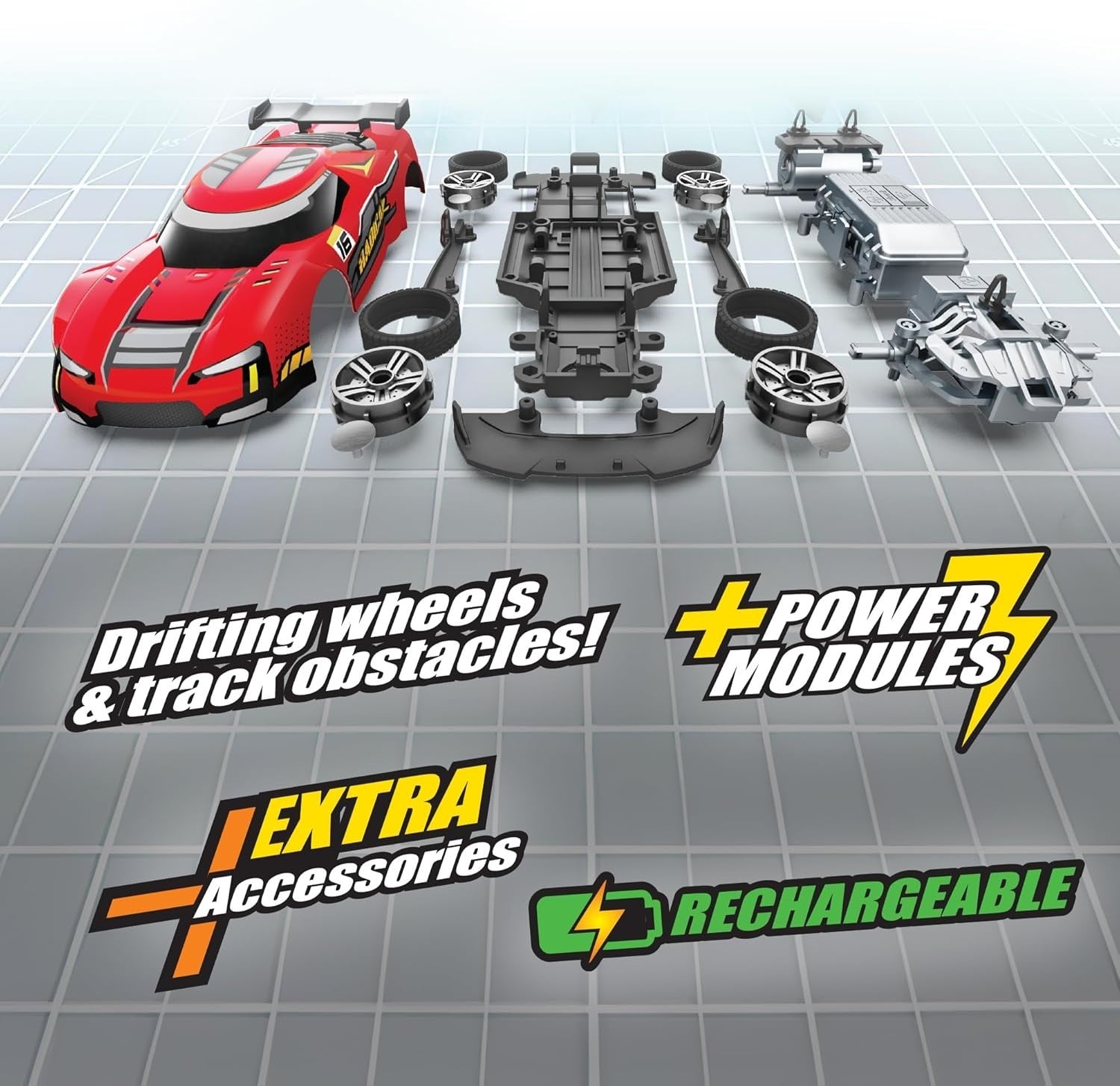 Build 2 Drive Radical Racer RC Car for Kids 6+, 8KM/H 2.4GHz Remote Control Car