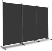 Black 3 Panel Room Divider 6FT Folding Privacy Screen – Portable Partition Wall