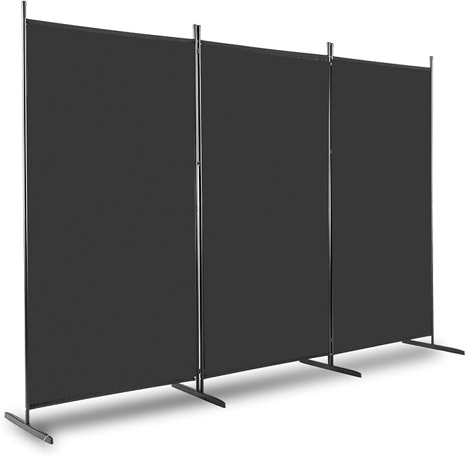 Black 3 Panel Room Divider 6FT Folding Privacy Screen – Portable Partition Wall