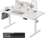 White 160x80cm Electric Standing Desk with 4 Memory Presets & Quiet Motor