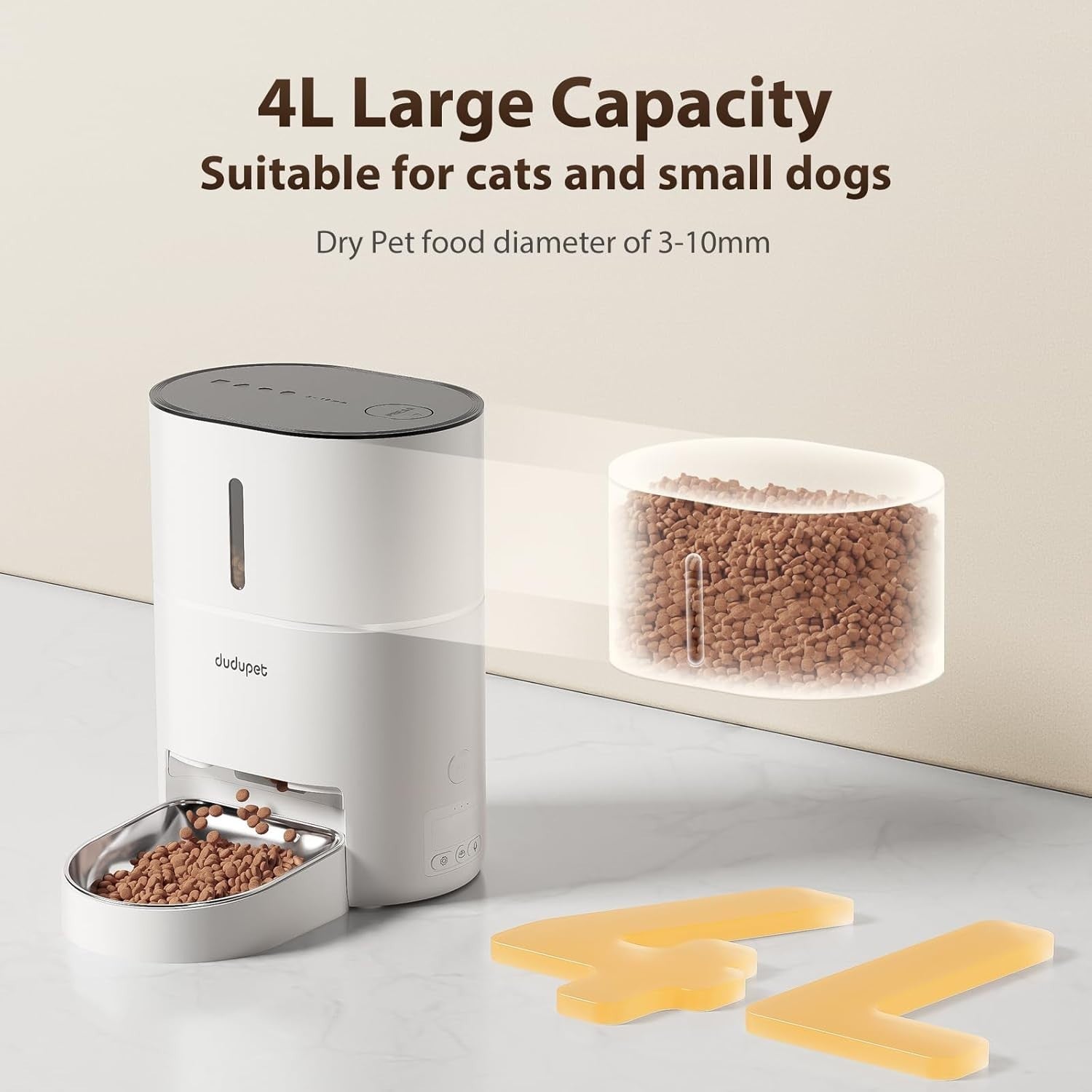 Automatic Pet Feeder 4L Timed Food Dispenser Voice Recorder Dog Cat