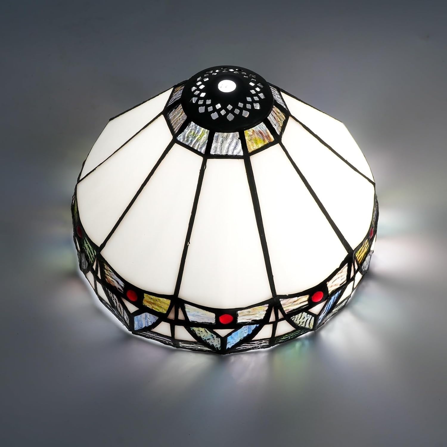 Tiffany Style Stained Glass Lampshade 8" Vintage Roman Ceiling Pendant