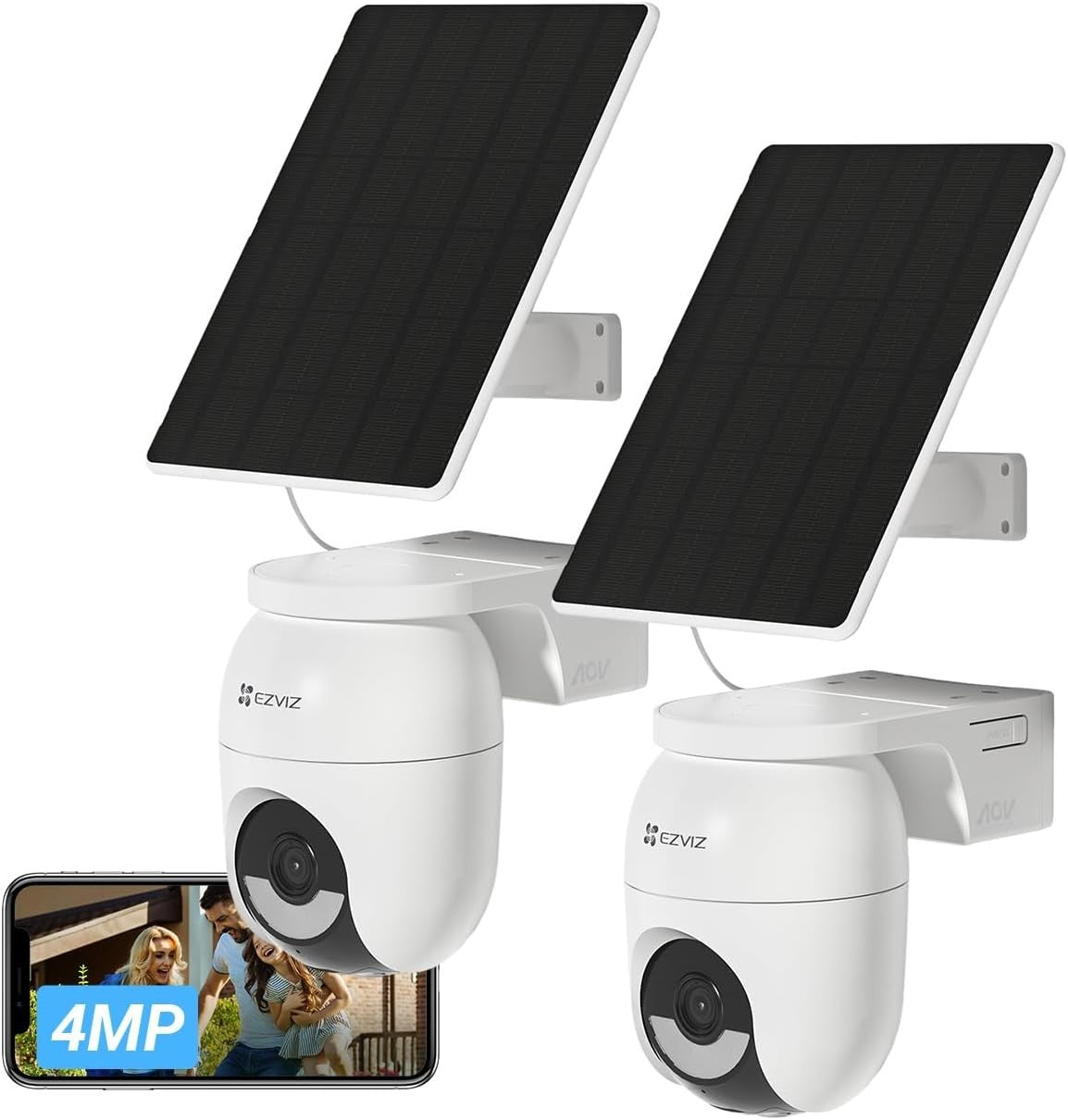 2K Solar Security Camera 2 Pack 360° PTZ WiFi 6 Color Night Vision