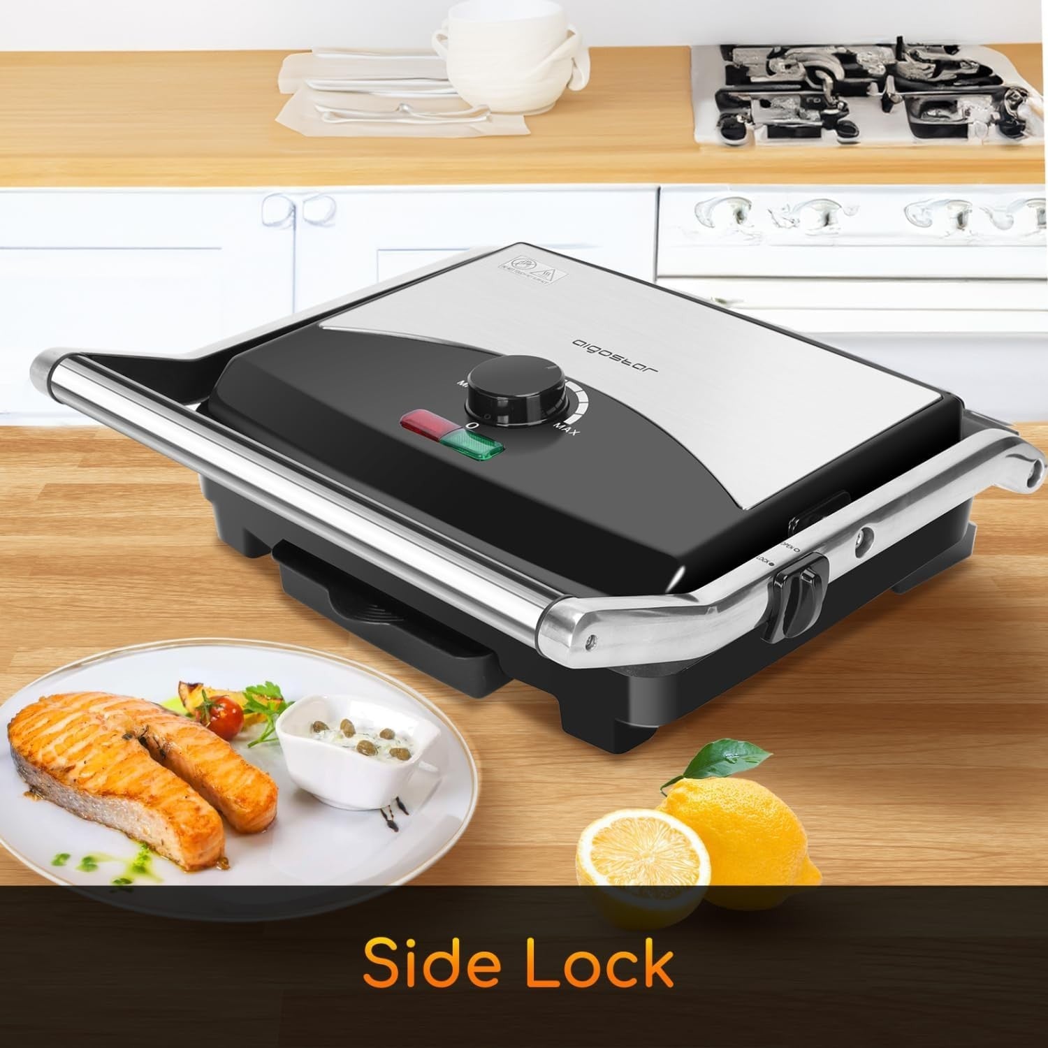 2000W Panini Press Grill Sandwich Maker Non-Stick Plates Temp Control