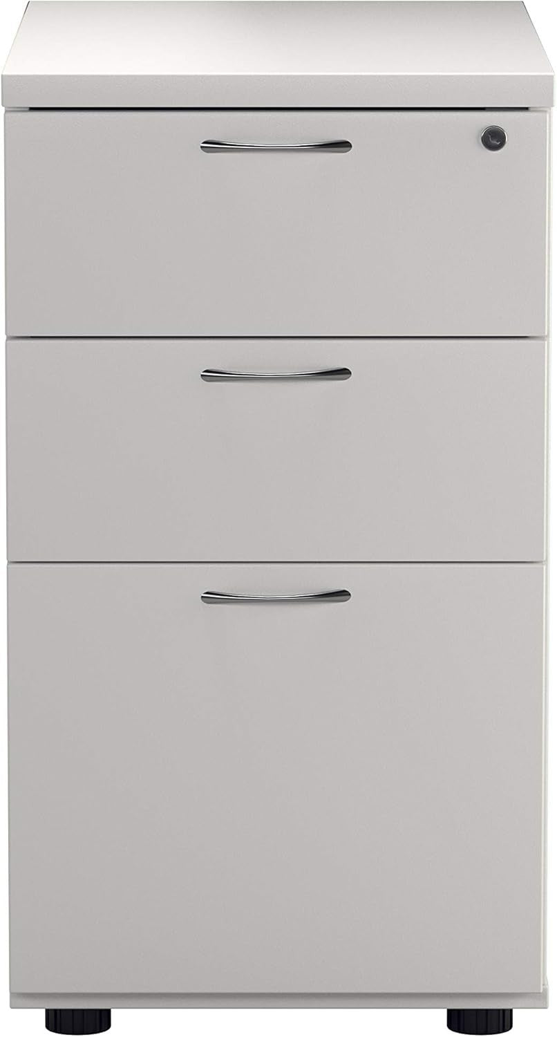 White 3 Drawer Lockable Filing Cabinet 40.4x60x73cm Wood