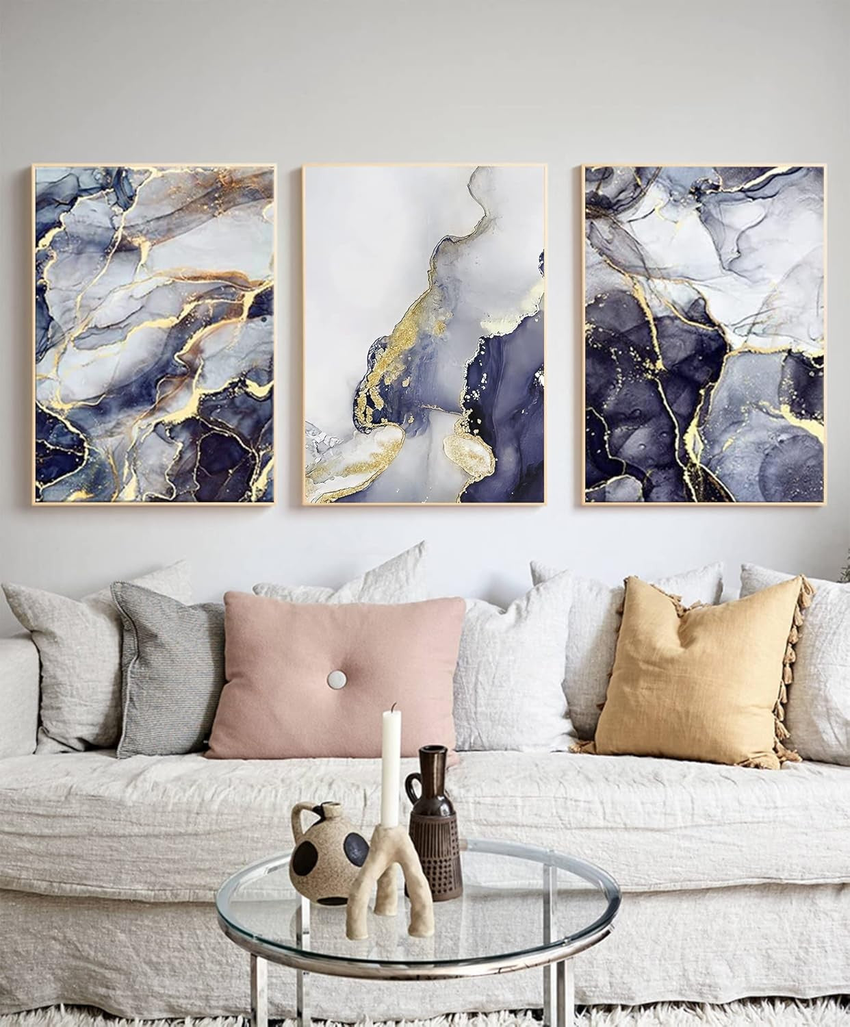 Abstract Marble Ink Painting Poster 3pcs 4.30x40 cm Modern Wall Art