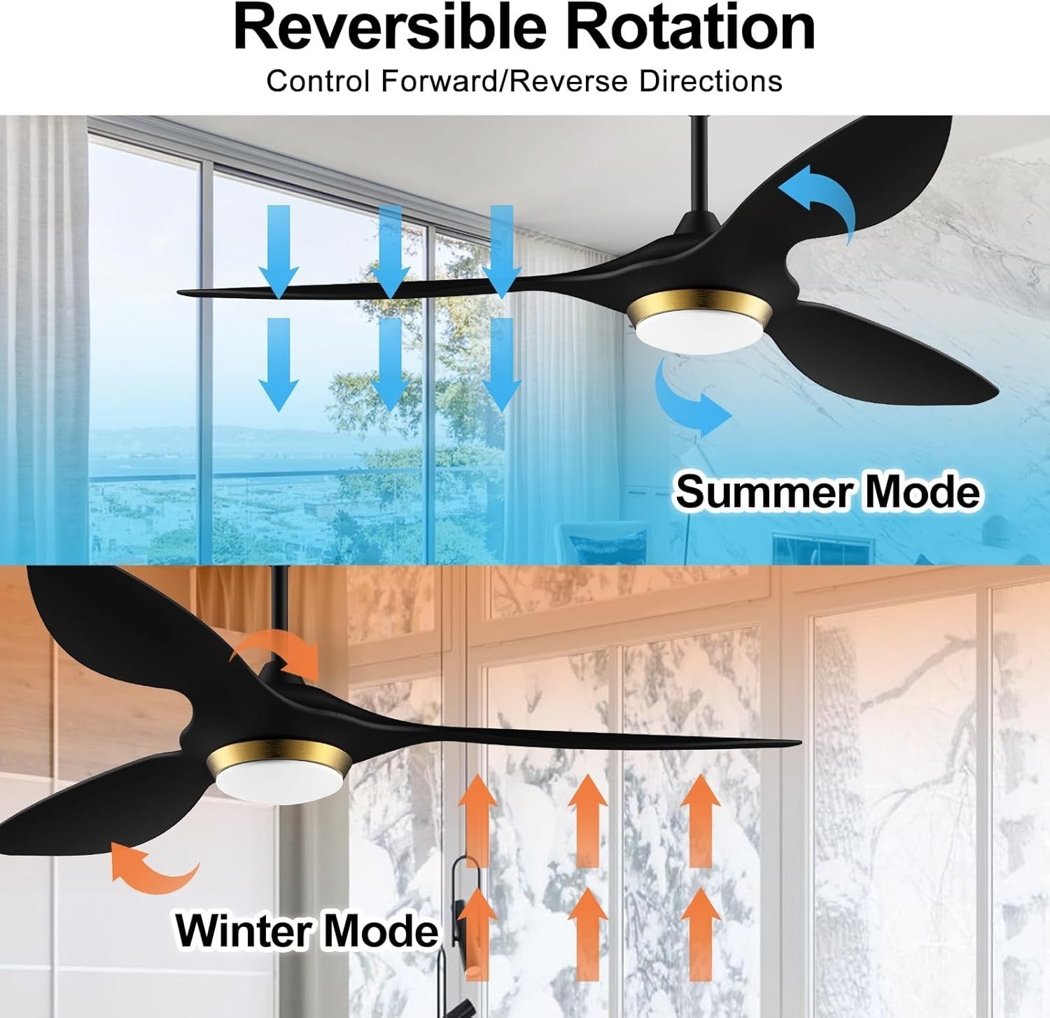52" Ceiling Fan with Lights Natural Wood Wi-Fi Timer Quiet