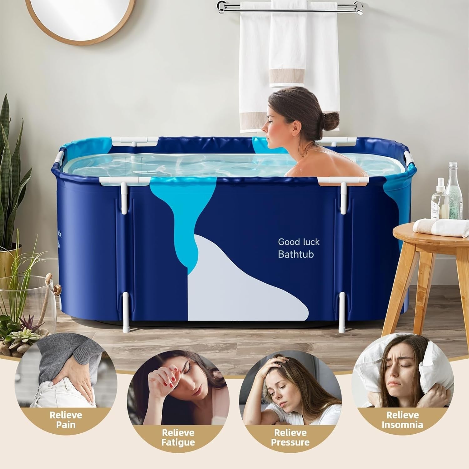 Portable Foldable Bathtub 140x50x55cm Adult & Kids Spa Tub – Milk Style