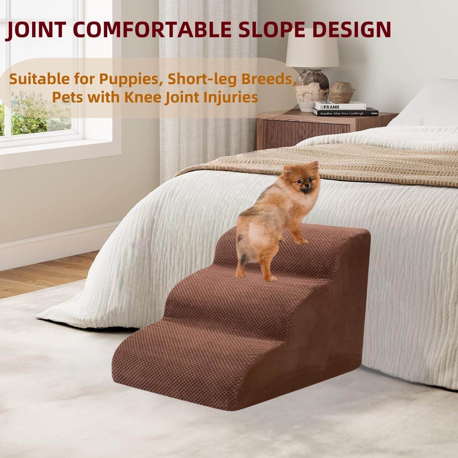 3‑Tier Non‑Slip Dog Stairs & Ramp for Bed Sofa – Waterproof Pet Steps