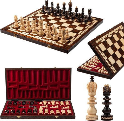 Luxury 60cm Wooden Chess Set | Hand-Carved Sycamore Pieces | Premium Large Board
