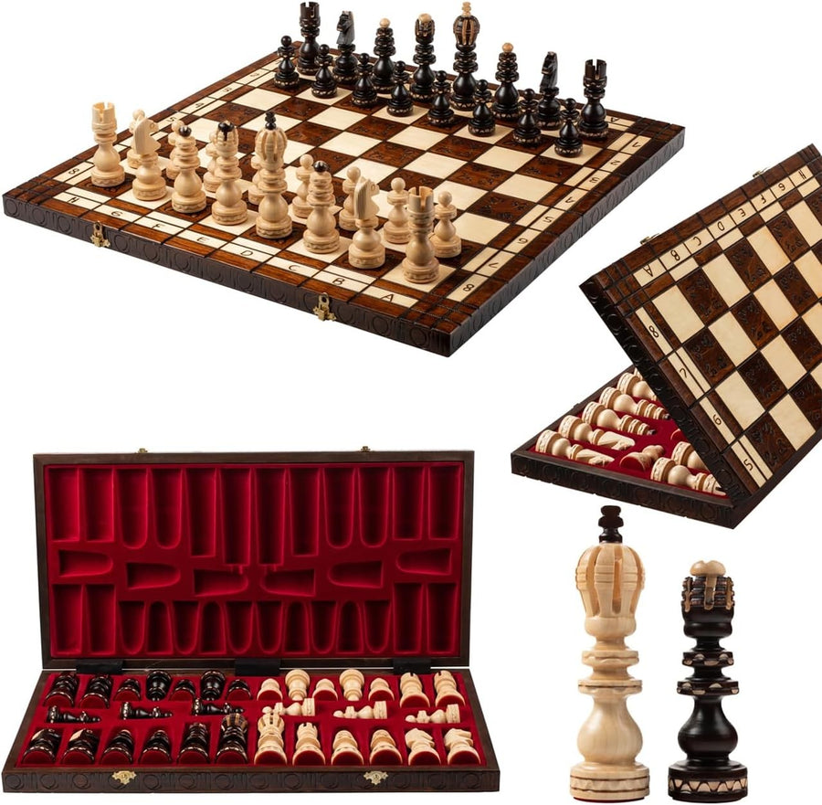 Luxury 60cm Wooden Chess Set | Hand-Carved Sycamore Pieces | Premium Large Board