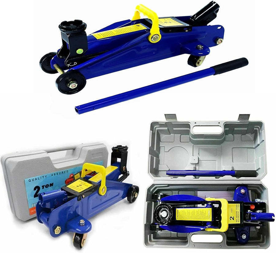 2 Ton Hydraulic Trolley Jack with Case Heavy Duty Car Lift 135–320mm Blue
