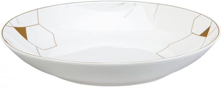 24pc Bone China Dinnerware Set Black White Gold Marble Luxury Plates