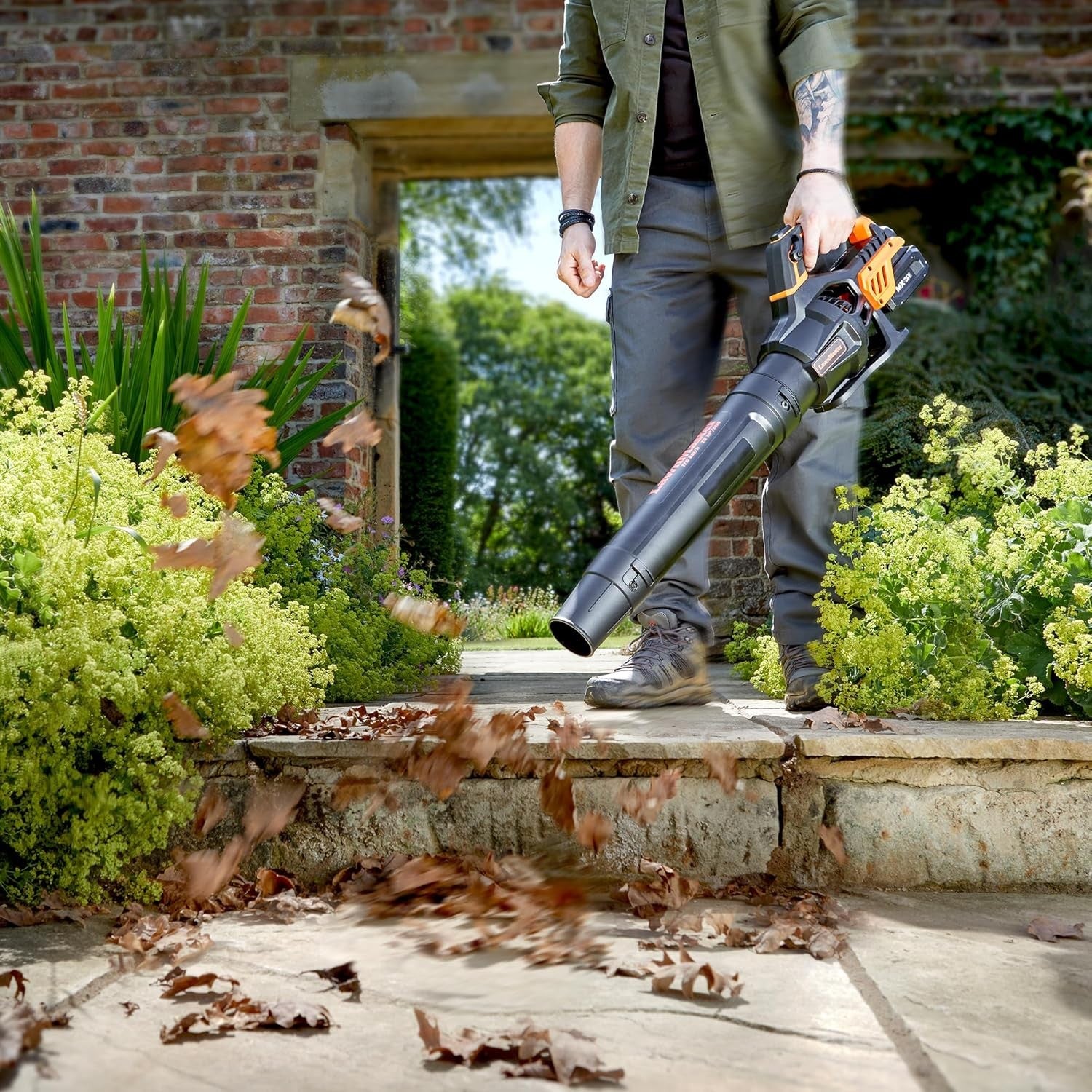 Cordless Leaf Blower 24V Axial High Power Garden Cleaner with Battery