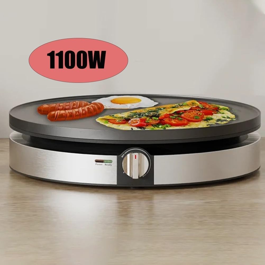 Electric Crepe Maker 1100W Nonstick Grill Plate – Thermostatic Temp Control