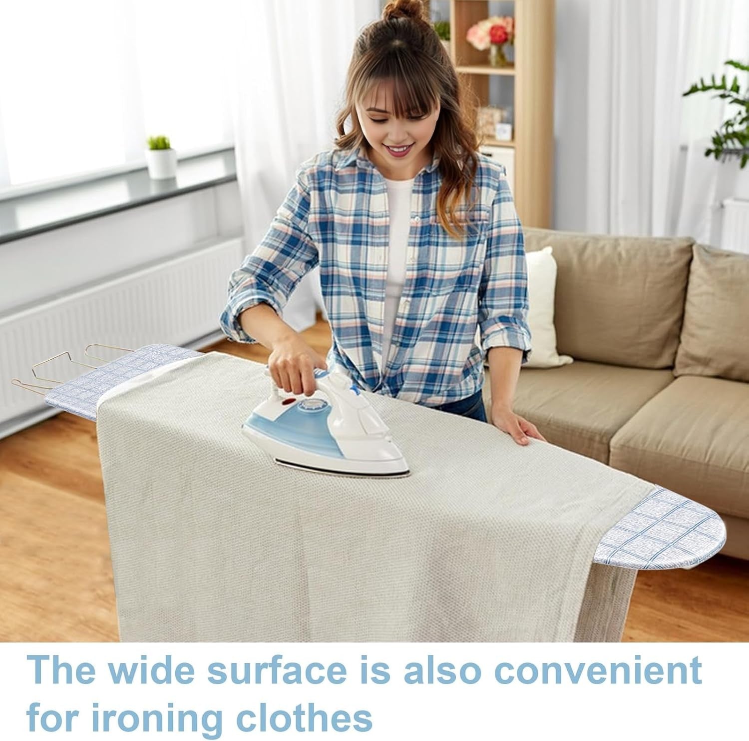 Foldable Ironing Board 107x30cm Extra Wide Lightweight with Iron Rest