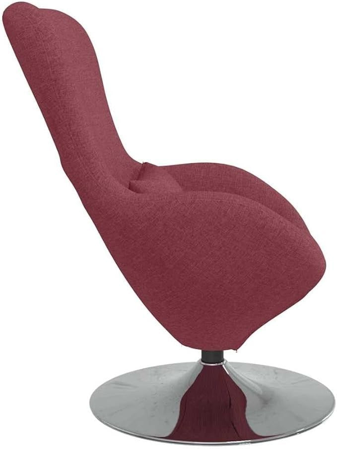 Modern Swivel Egg Chair Wine Red Fabric Luxury Lounge Seat Indoor Comfort