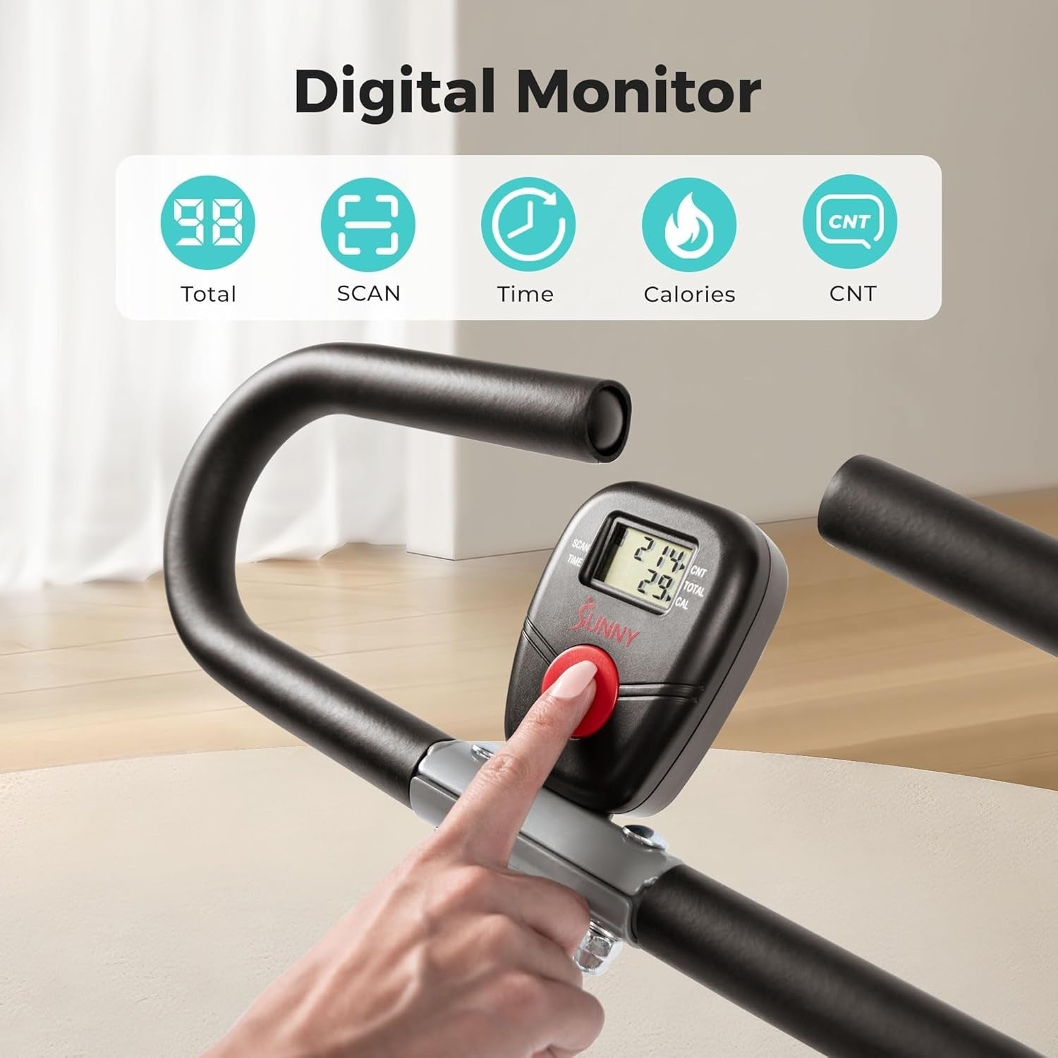 Row-N-Ride Squat Assist Trainer Foldable Home Leg Glute Workout Machine LCD