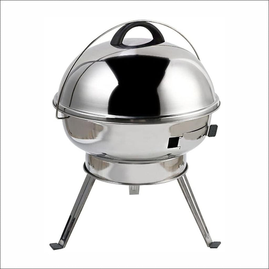 Portable Stainless Steel Charcoal BBQ Grill Outdoor Round Camping Patio Cooker