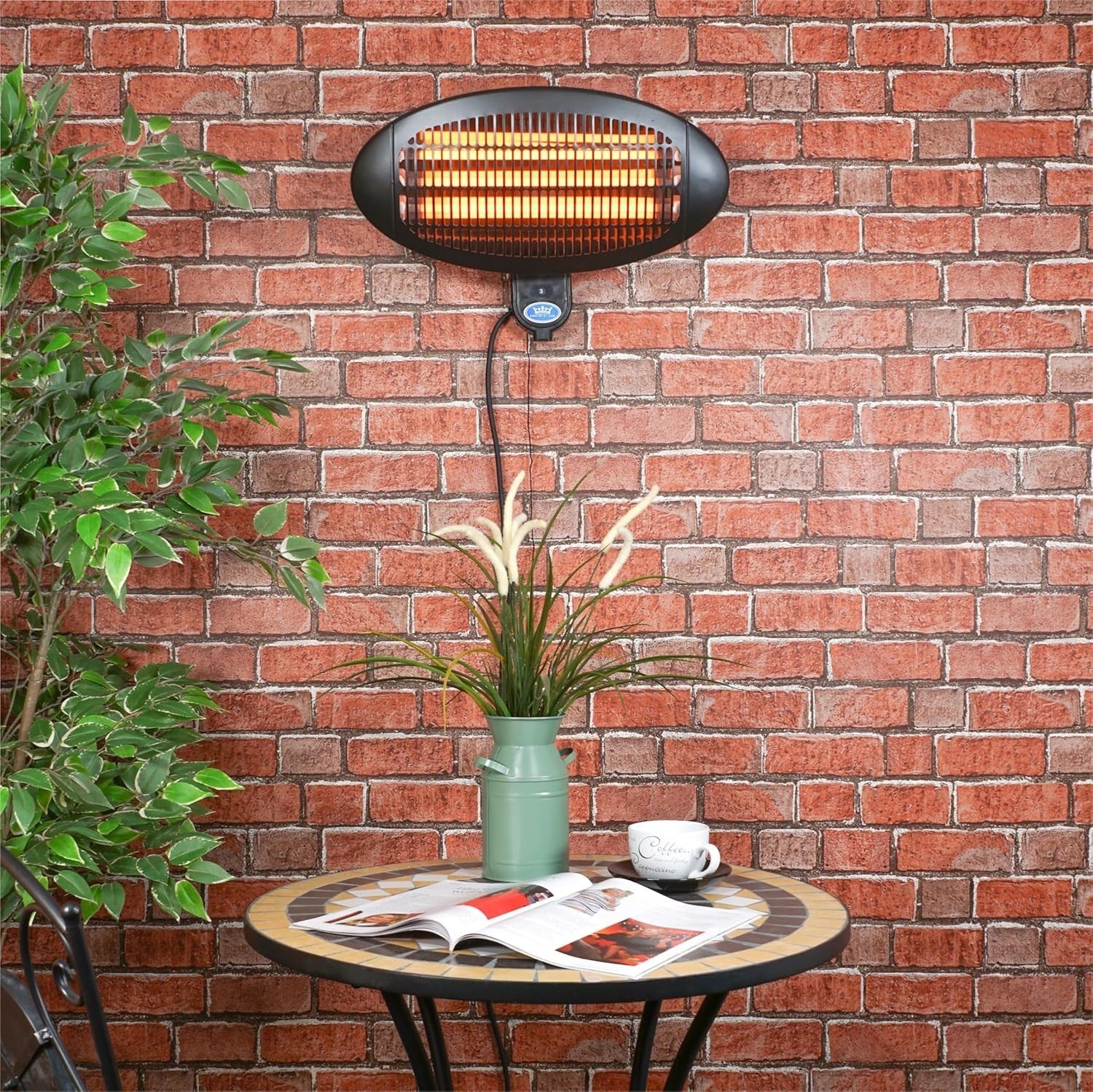 Outdoor Electric Patio Heater 2kW Wall Mounted 3 Heat Settings Safe & Efficient