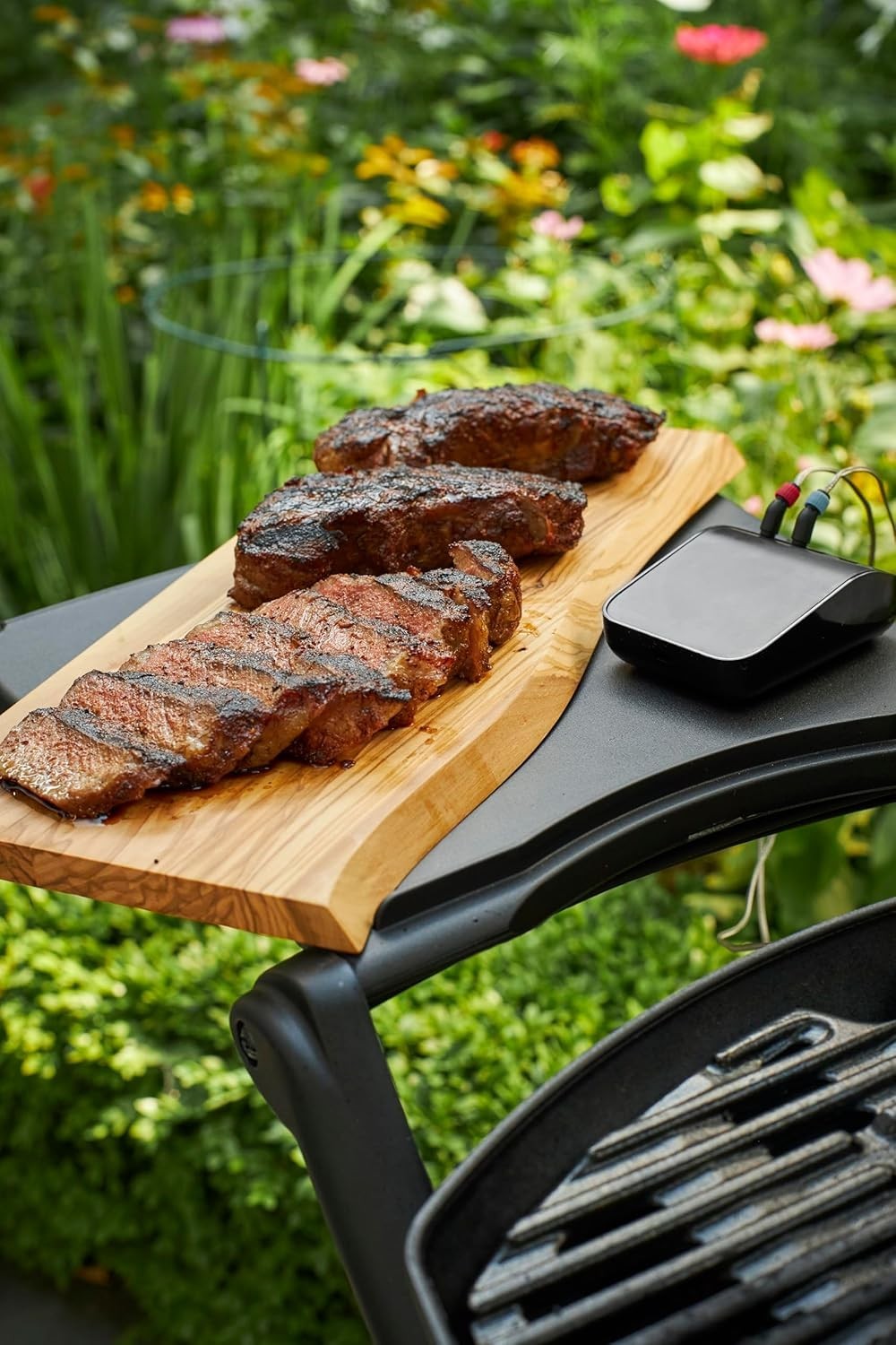 Portable Gas BBQ Grill with Cast Iron Cooking Grate | Fold-Out Tables