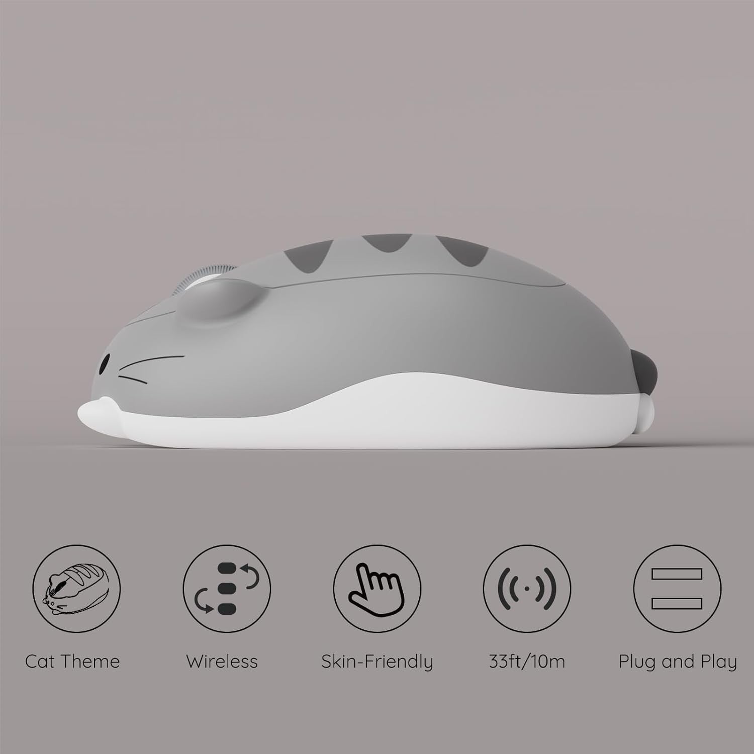 Grey Cat Wireless Mouse 3200 DPI Bluetooth 2.4G Silent Laptop