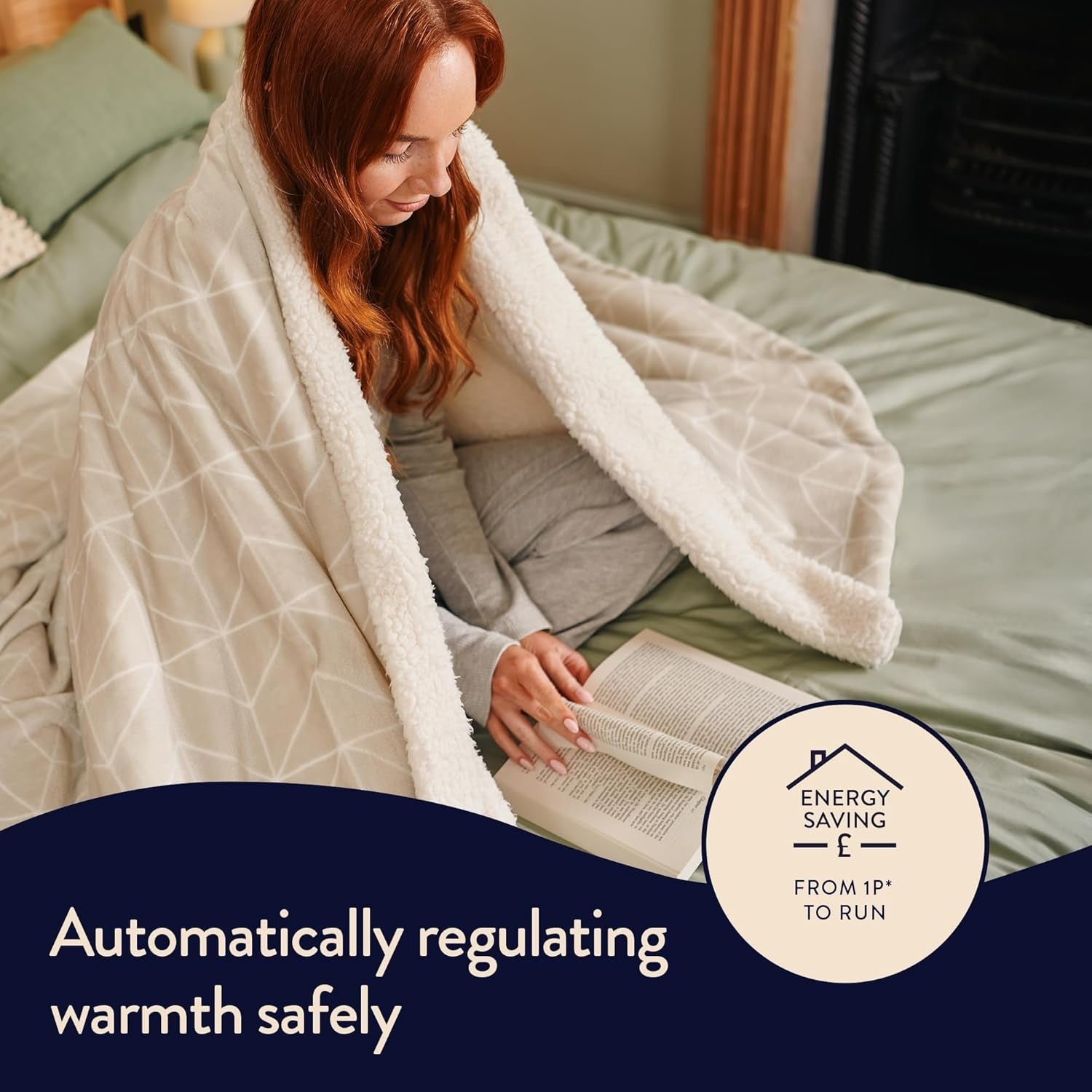 Electric Heated Throw Blanket 180x135cm Velvet Sherpa Fast Heat Washable