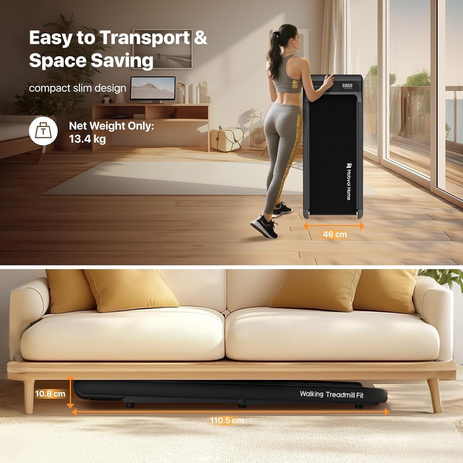 Under Desk Treadmill 6KMH Portable Walking Jogging Machine LED Remote