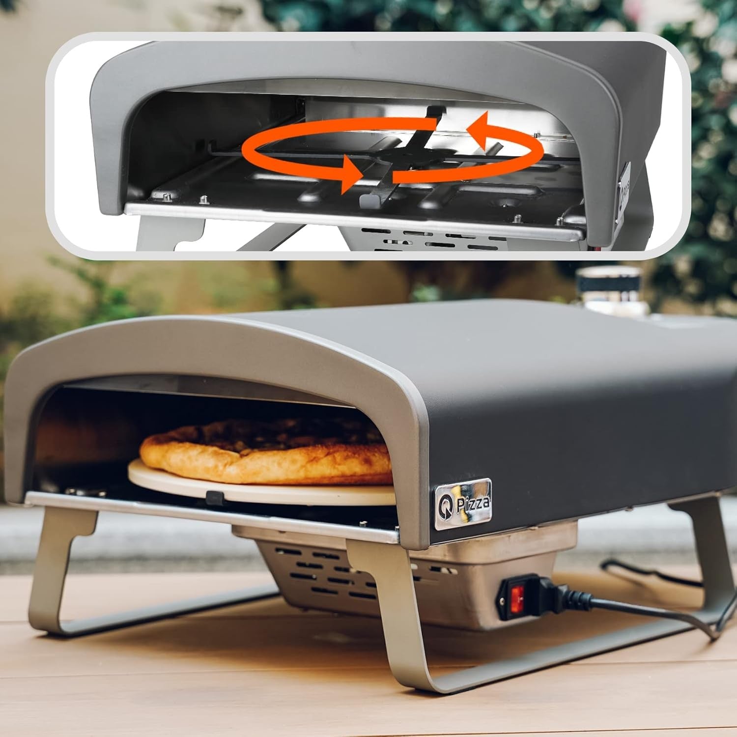 Outdoor Gas Pizza Oven 13 Auto Rotating Stone | Propane BBQ Grill with Regulator