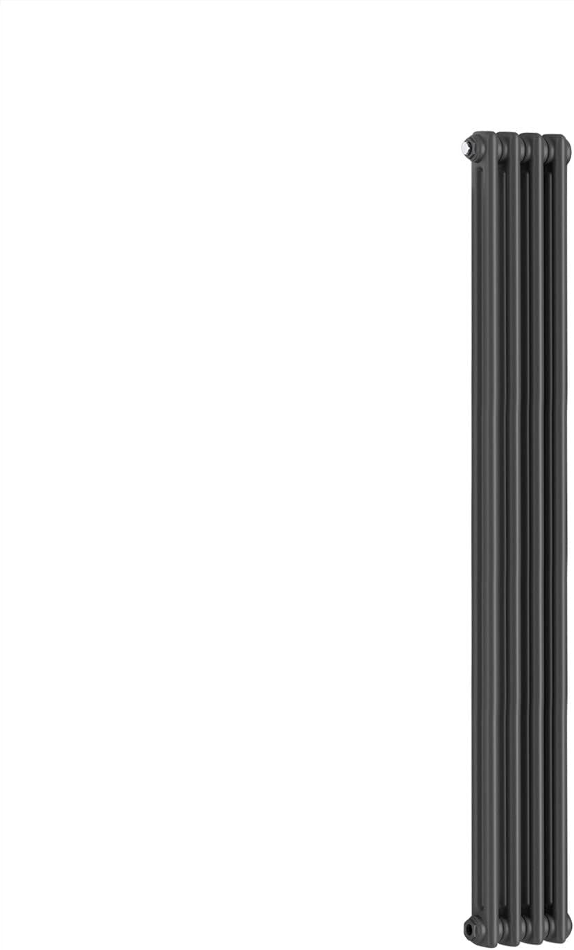 Vertical Cast Iron Radiator 1500x200mm Double Panel Anthracite Central Heating