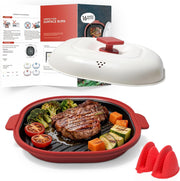 Red Microwave Grill Pan with Lid – Non-Stick Cooking & Roasting