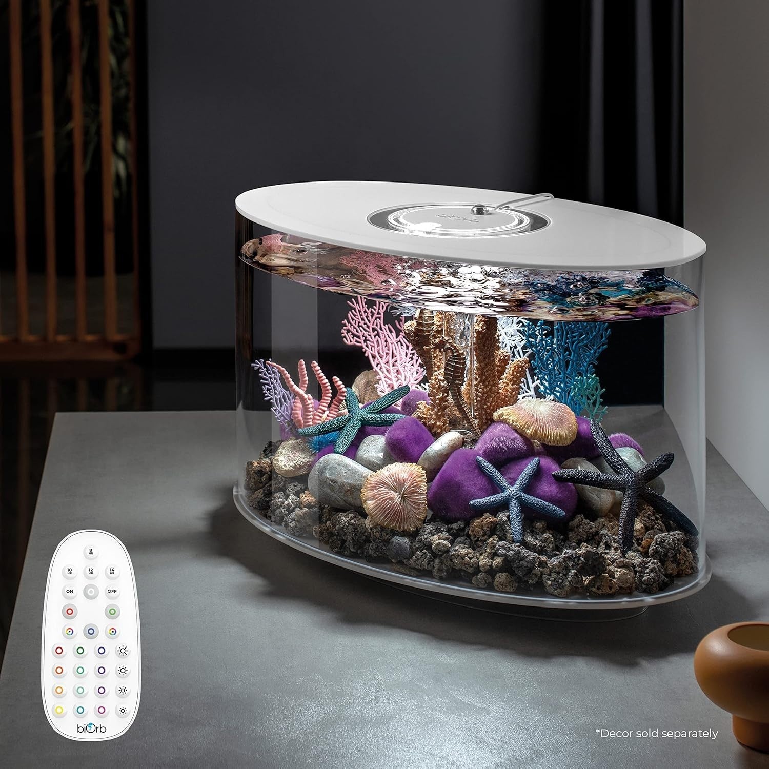 15L Acrylic Oval Aquarium with Remote LED Lights & 5-Step Filtration