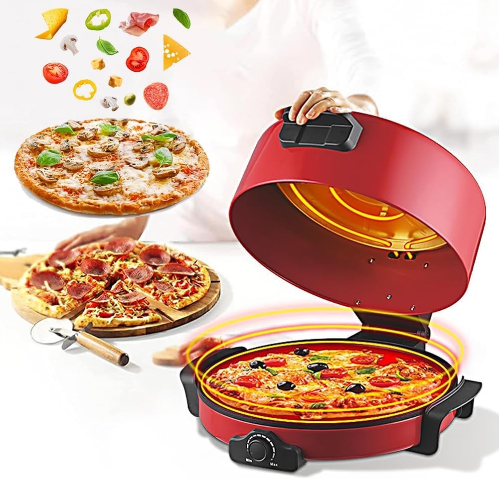 Electric Double-Sided Pizza Maker | Adjustable Temperature 1200W Non-Stick Grill