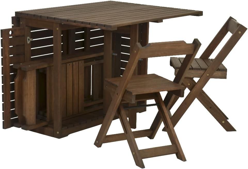 Folding Butterfly Dining Set with 4 Chairs Grey Teak Eucalyptus Wood