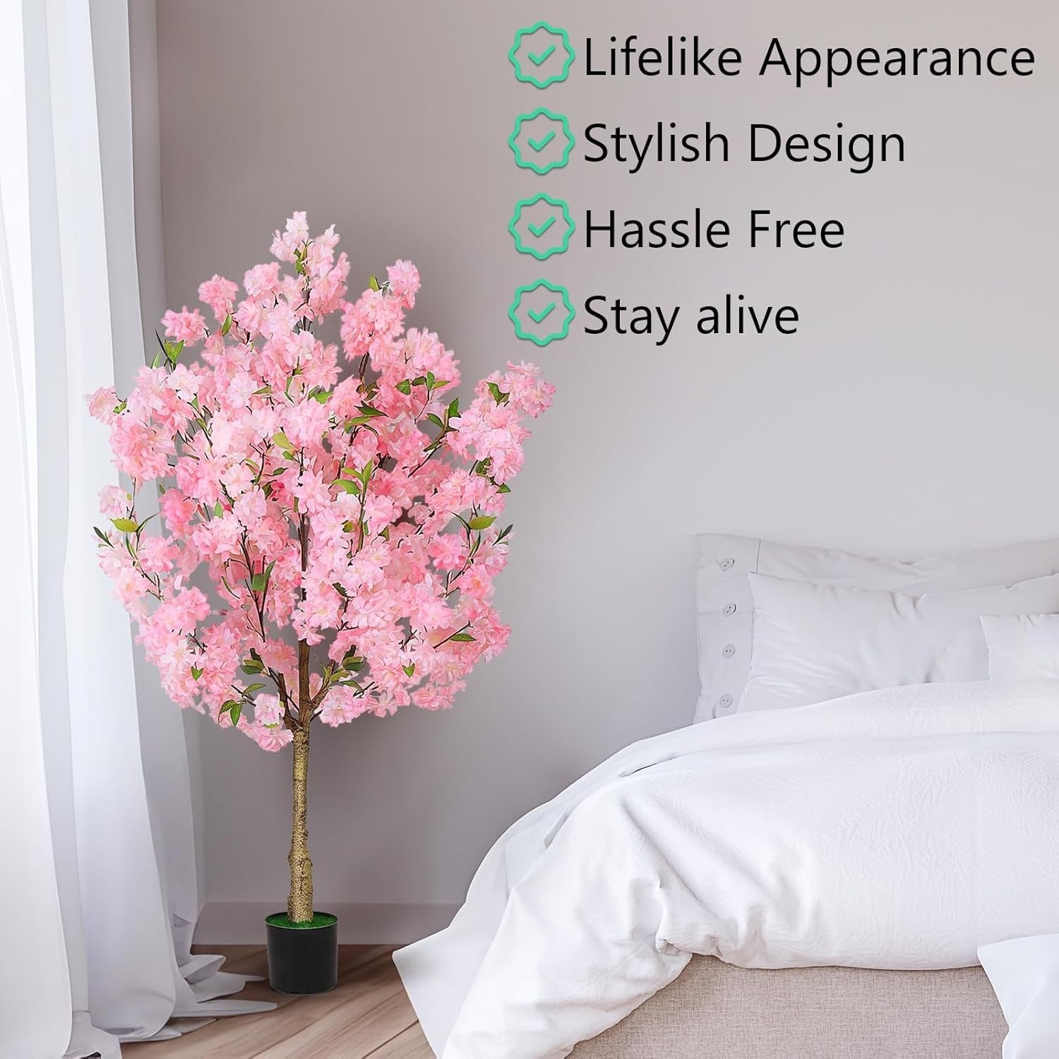 2 Pack 120cm Cherry Blossom Trees Pink Faux Flowering Sakura Large Indoor Decor