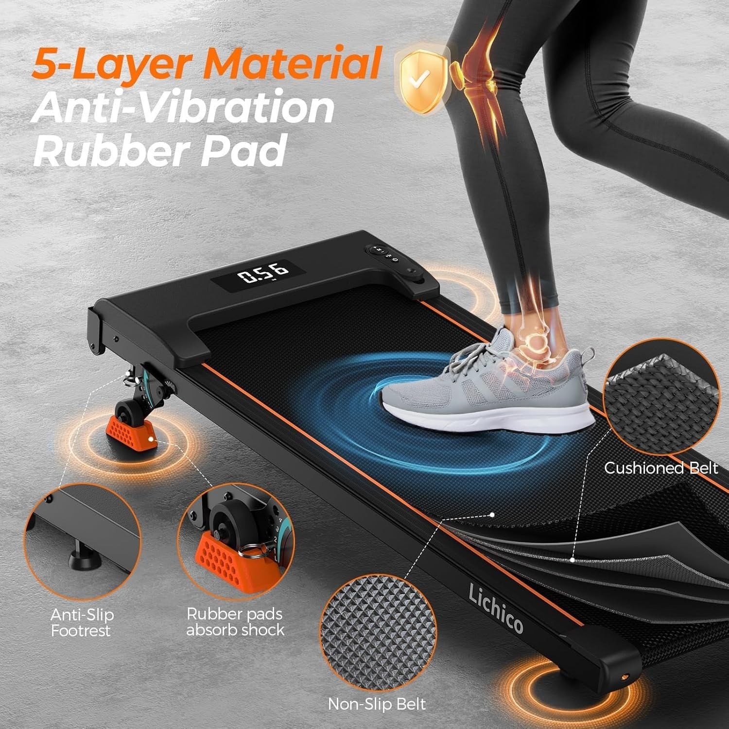 Under Desk Treadmill 0-9% Incline 40x100cm Running Belt Home Gym Quiet Motor