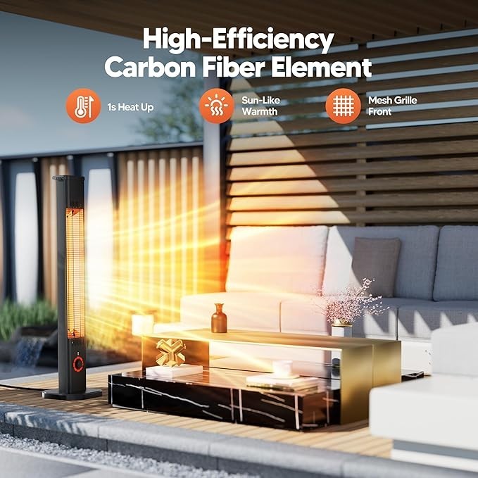 Patio Heater 2000W Infrared Wall Mounted Outdoor Indoor Fast Heating Remote