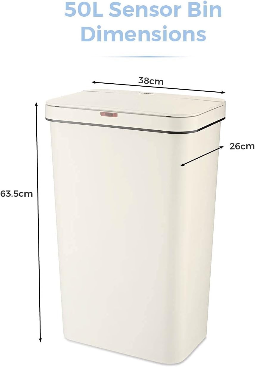 50L Automatic Sensor Kitchen Bin Touchless Motion Waste Cream