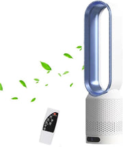 Bladeless Tower Fan 2-in-1 Air Purifier 8-Speed LED Touch Remote Control Blue